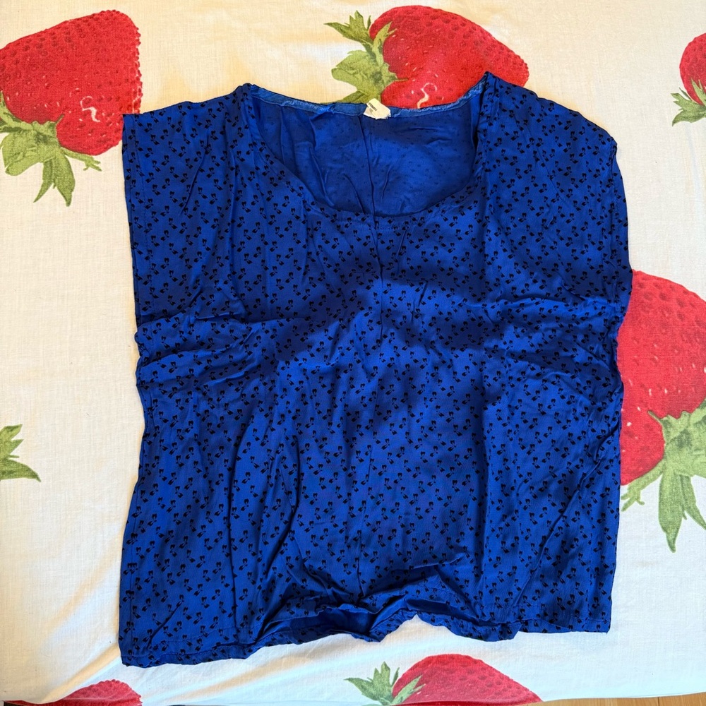 Blue Top with Black Pattern